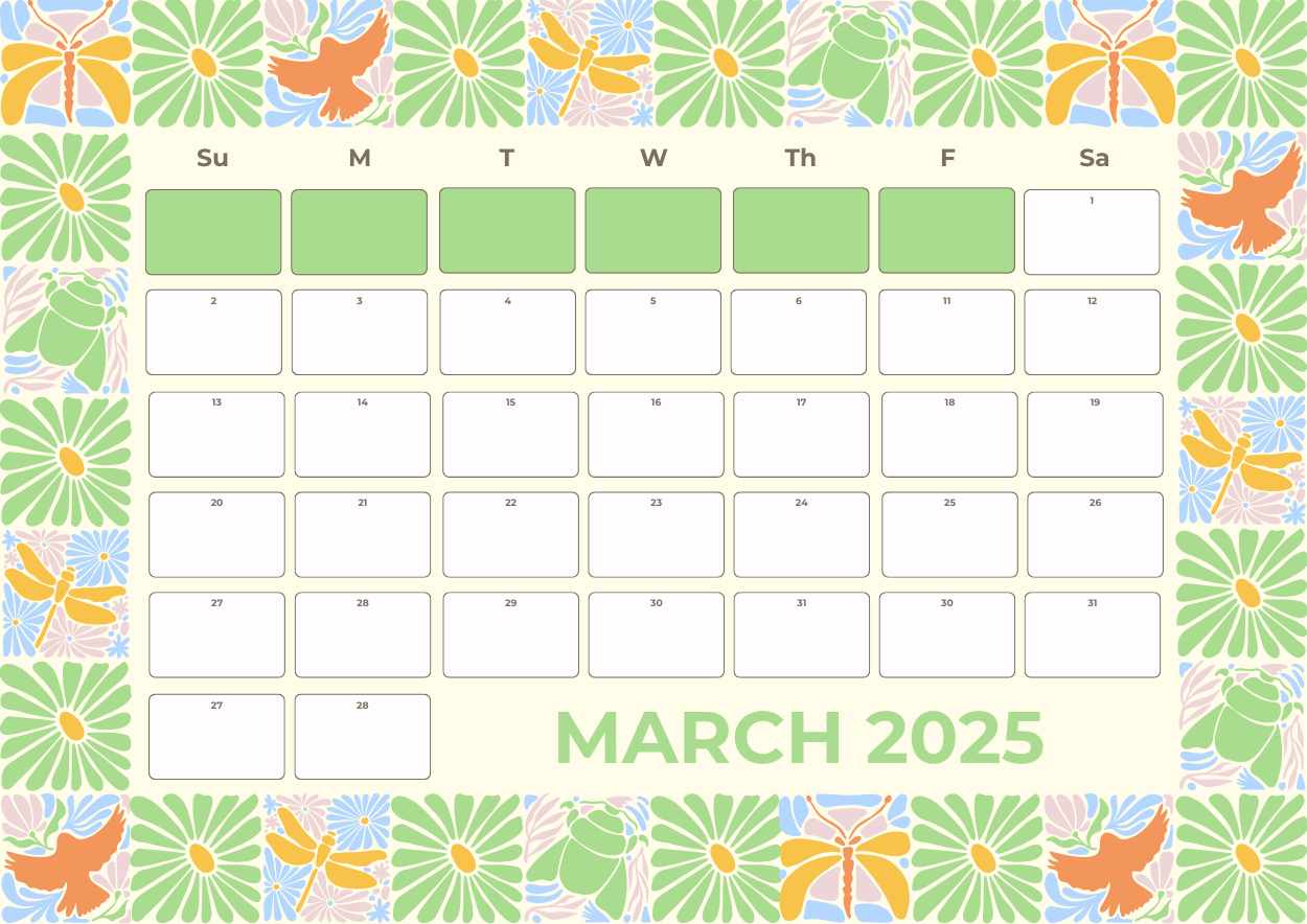 Floral March Calendar Planner - slide 1