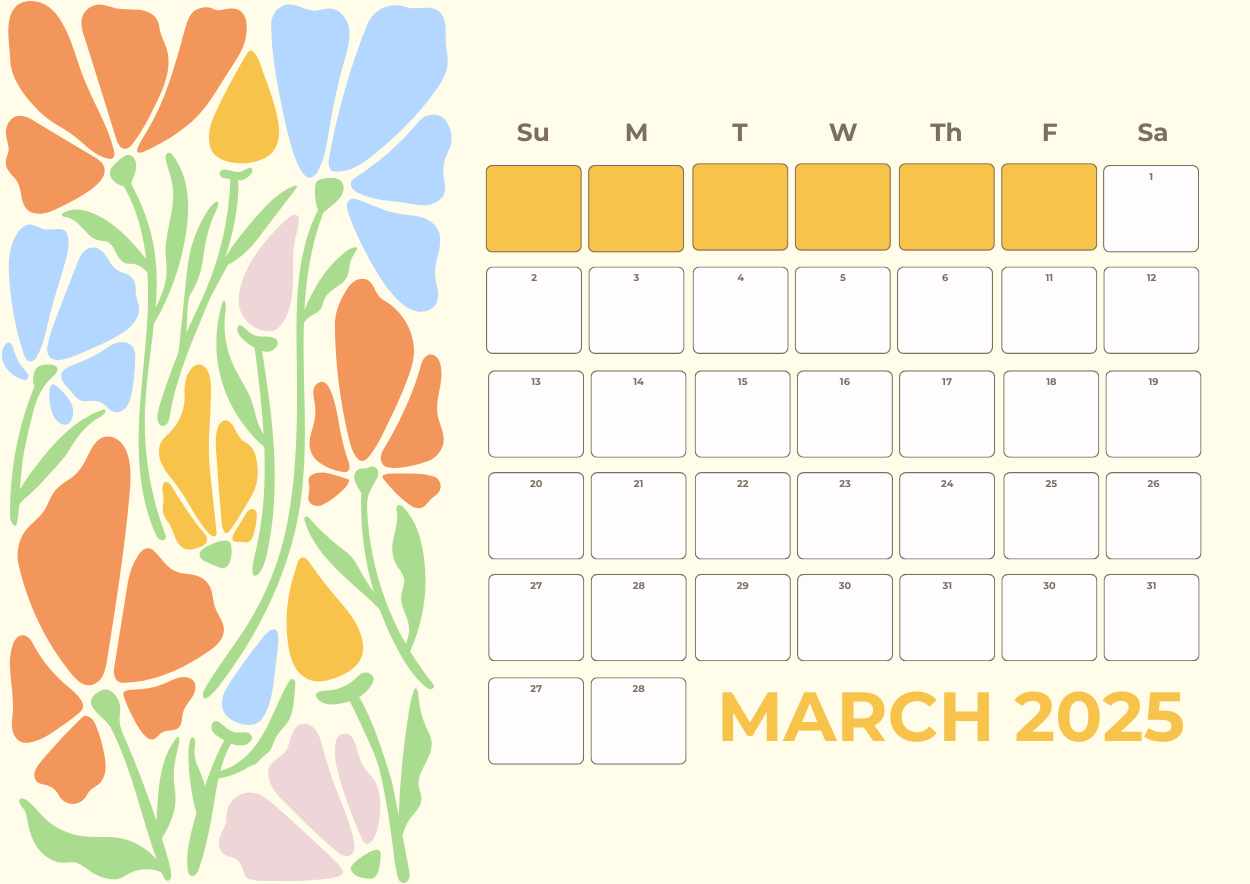 Floral March Calendar Planner - slide 2