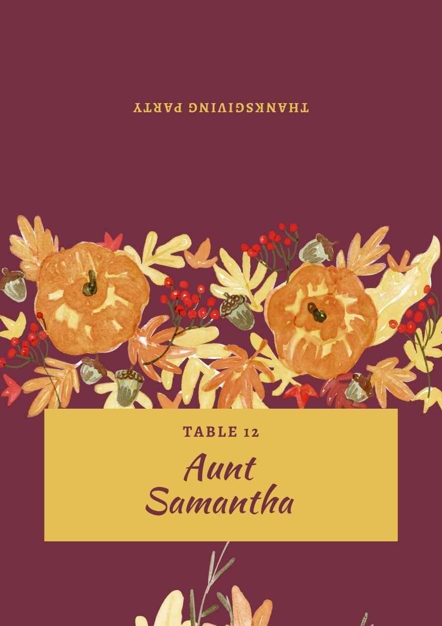 Floral Thanksgiving Party Place Cards - slide 3