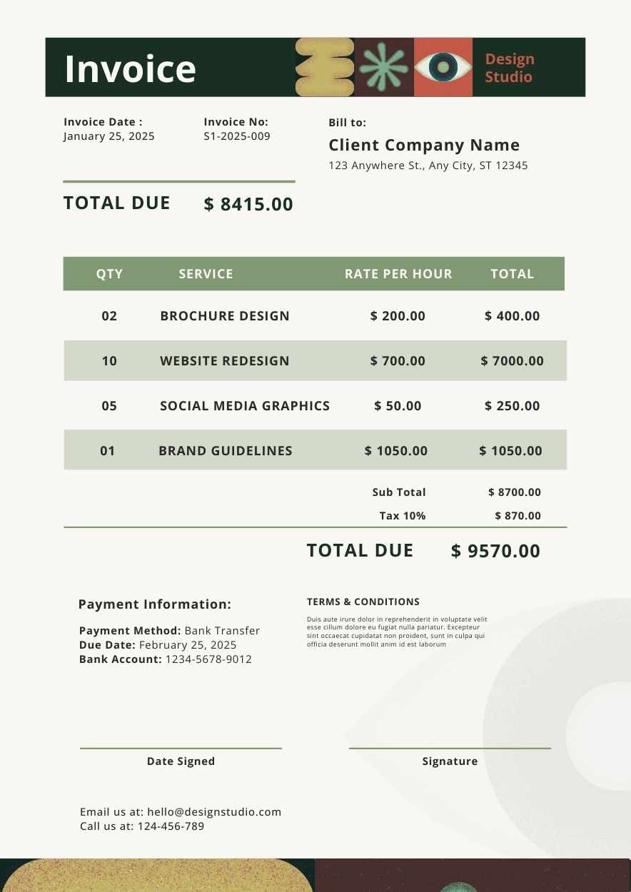 Formal Graphic Design Invoice - slide 1