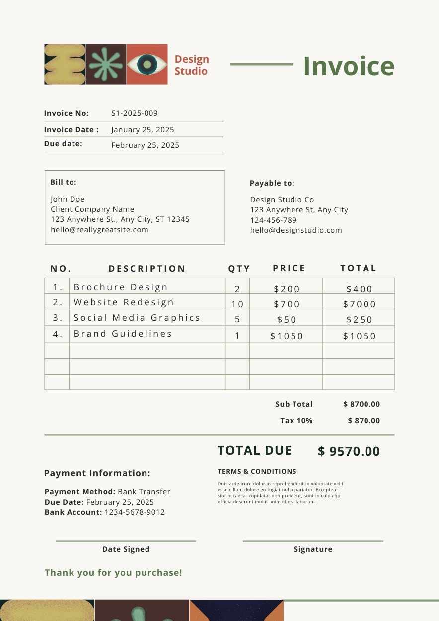 Formal Graphic Design Invoice - slide 2