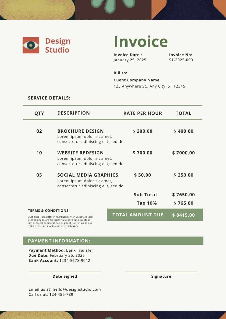 Formal Graphic Design Invoice - slide 3