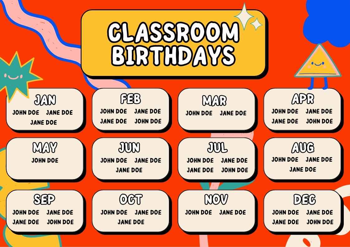 Fun Classroom Birthday Celebrants Poster Slides - slide 1