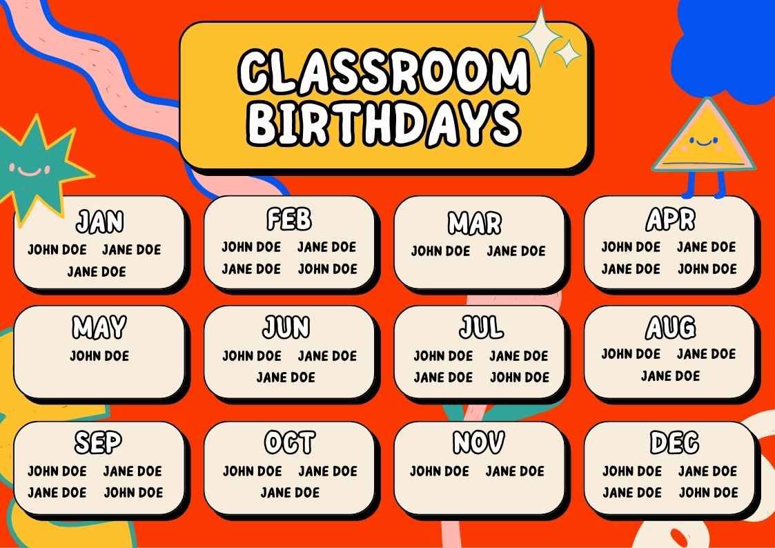 Fun Classroom Birthday Celebrants Poster Slides - diapositiva 1