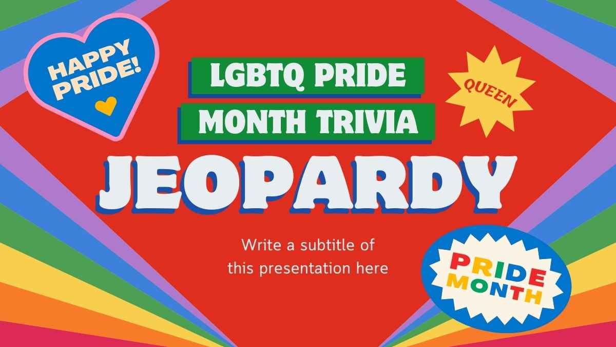 Fun LGBTQ Pride Month Trivia Jeopardy - slide 1