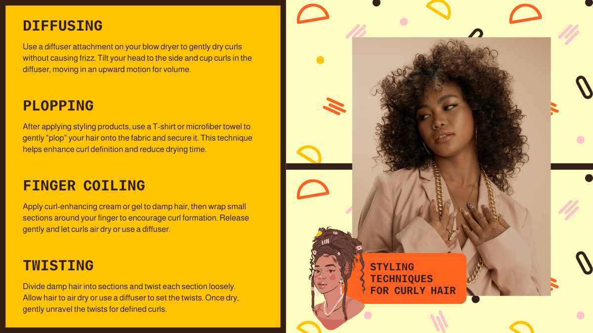 Fun Pattern Curly Hair Care Tips Newsletter - slide 13