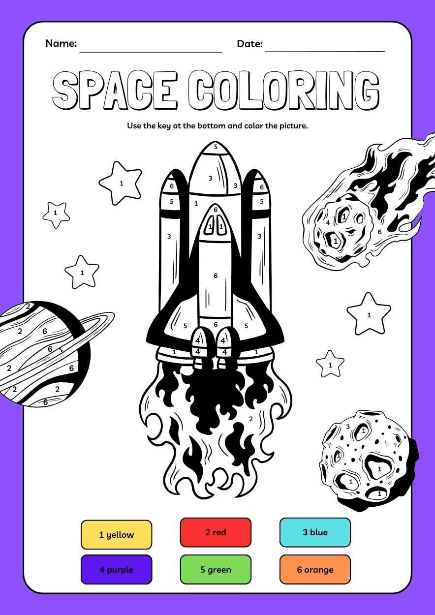 Fun Space Coloring Worksheet - slide 1