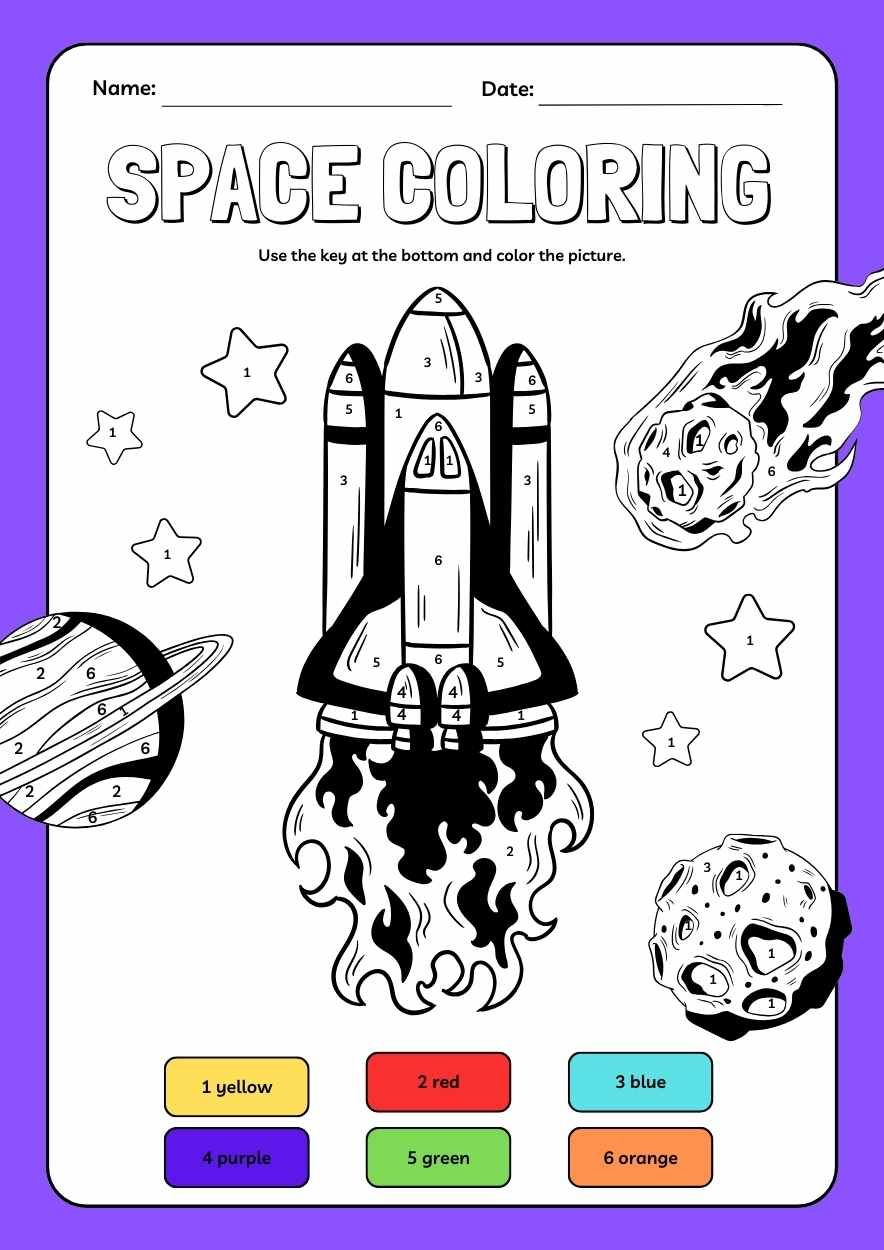 Fun Space Coloring Worksheet - slide 2