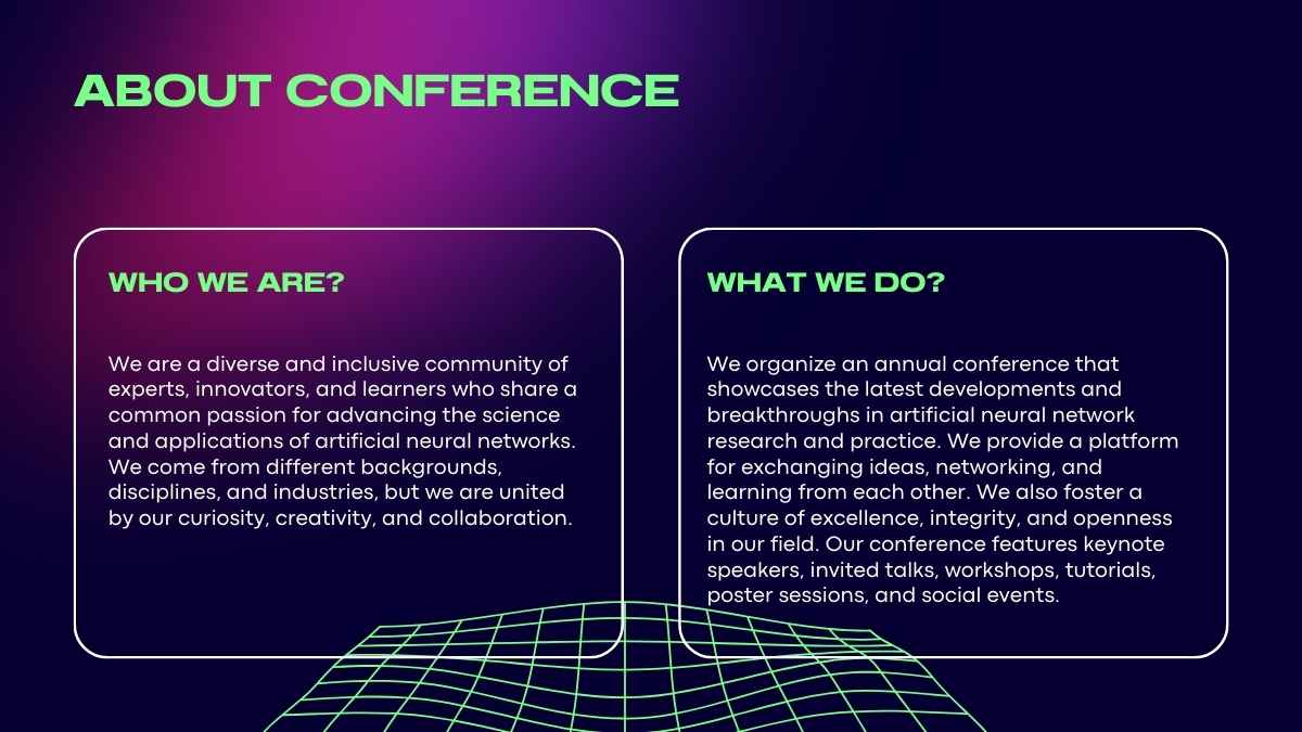 Plantillas Futuristas y Geniales para Conferencias sobre Redes Neuronales Artificiales - diapositiva 6