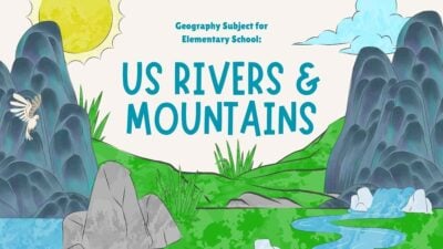 Slides Carnival Google Slides and PowerPoint Template Geography Subject for Elementary School US Rivers Mountains Blue and Green Detailed Animated Illustration 1