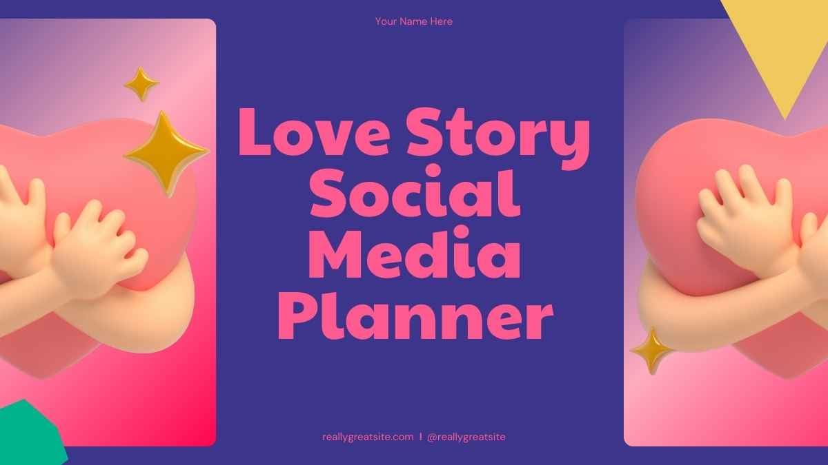 Geometric 3D Love Story Social Media Planner Slides - slide 1