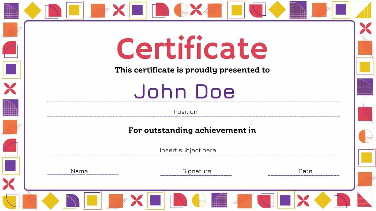 Geometric Certificates for Business Courses - slide 4