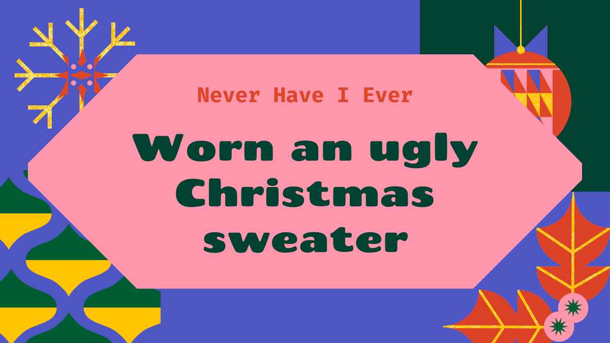 Geometric Never Have I Ever Christmas Party Game - slide 9