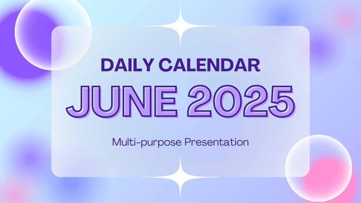 Slide Kalender Harian Juni dengan Desain Glass Morphism - slide 1