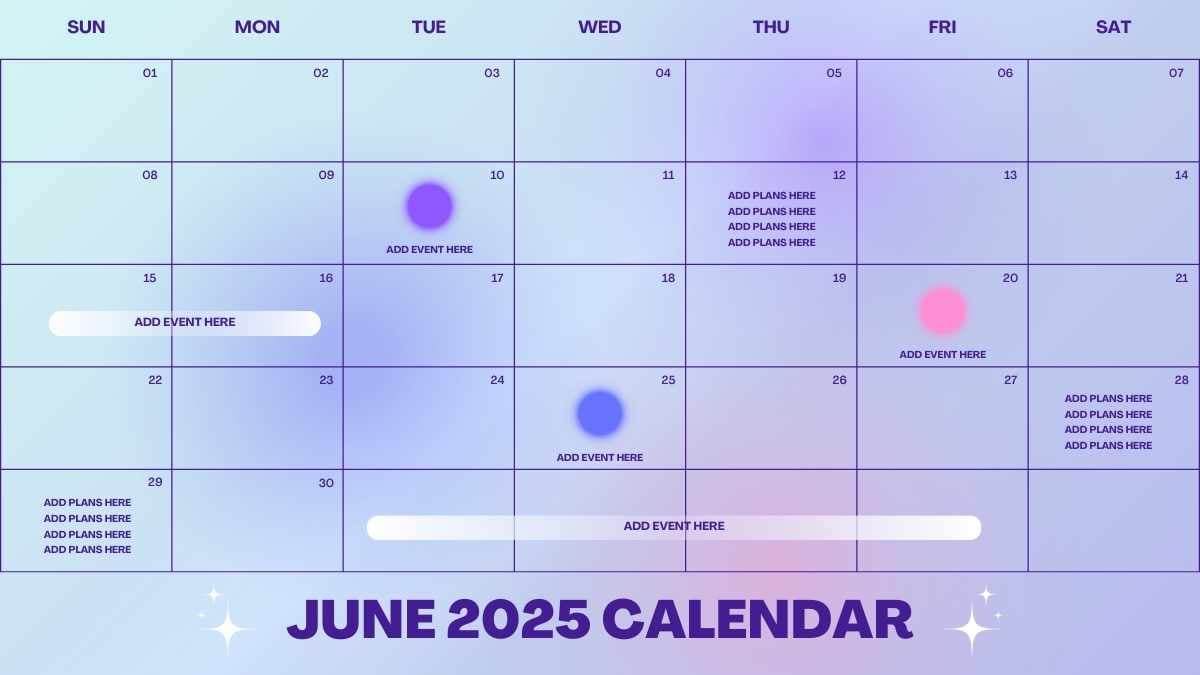 Plantillas de Calendario Diario de Junio con Efecto Glassmorphism - diapositiva 4