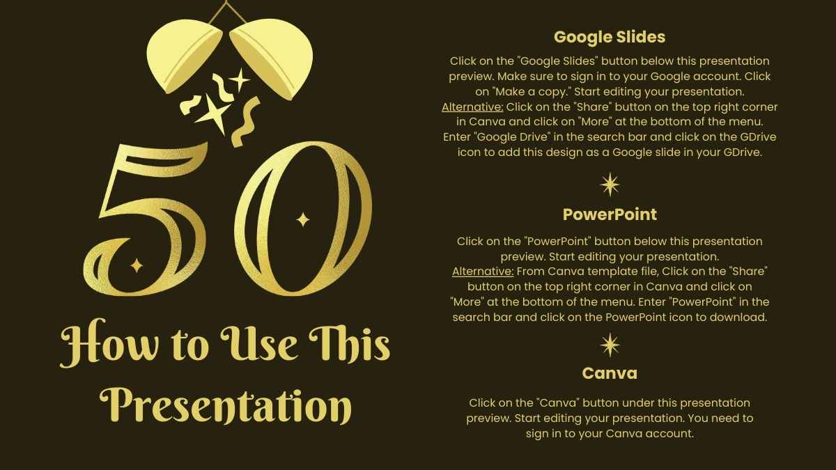 Gold Glamorous 50th Birthday Minitheme Slides - slide 2