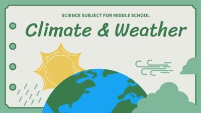 中学校用 気候と天気 スライドのためのグリーンヴィンテージノート 科学テーマ