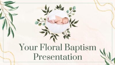 Slides Carnival Google Slides and PowerPoint Template Green White and Gold Leaves Floral Baptism Presentation