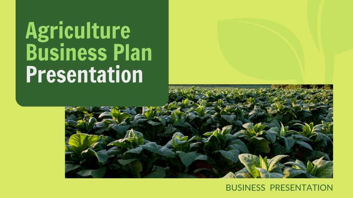 Minimalistic Agriculture Business Plan Slides - slide 1