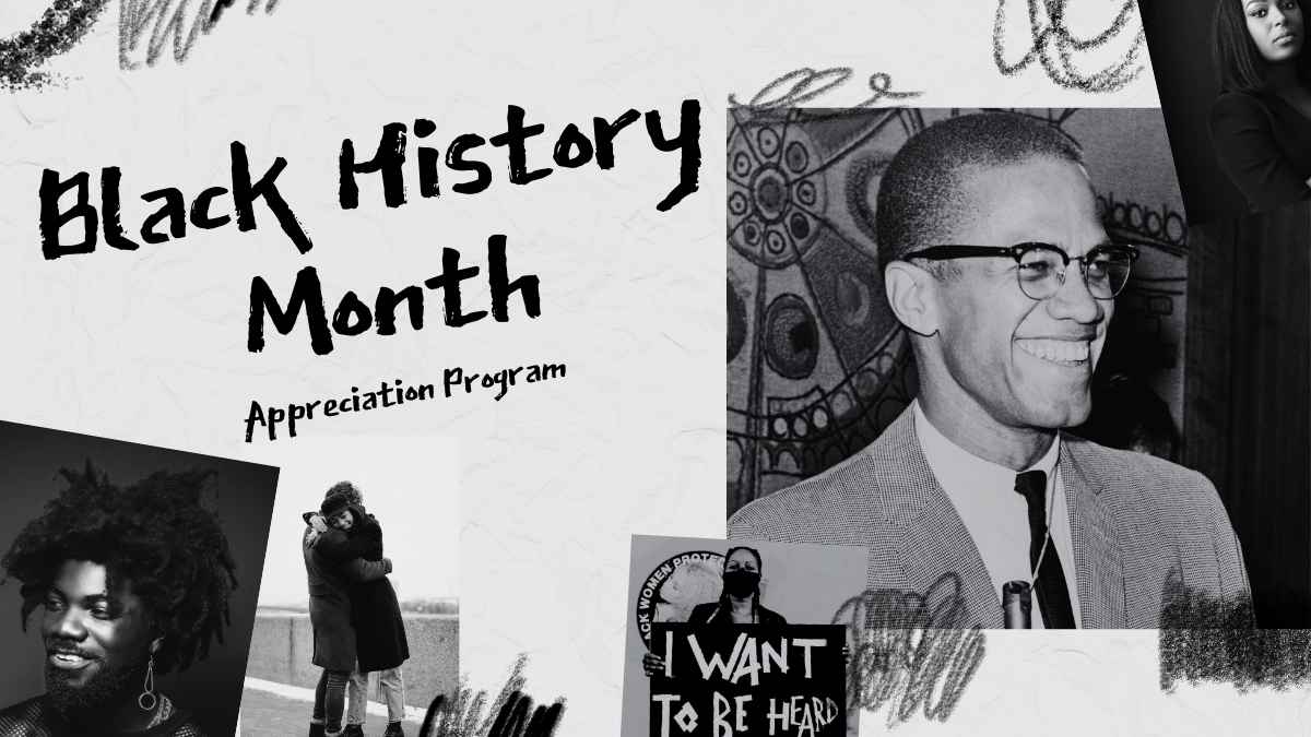 Grunge Black History Month Appreciation Program - slide 1