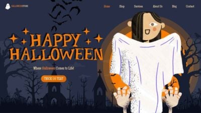 Halloween Online Store Website Design Slides