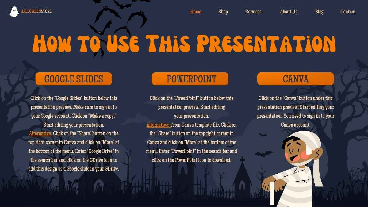 Halloween Online Store Website Design Slides - slide 2