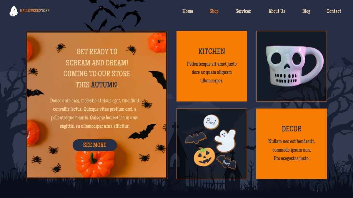 Diseño de Plantillas para Sitio Web de Tienda Online de Halloween - diapositiva 3