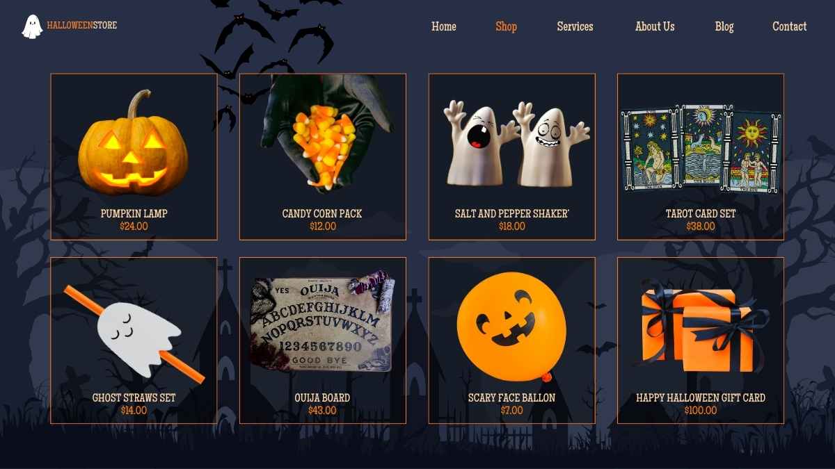 Design de Slides para Website de Loja Online de Halloween - deslizar 4