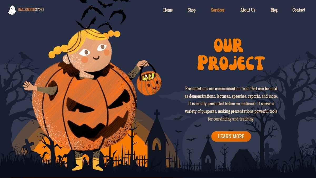 Diseño de Plantillas para Sitio Web de Tienda Online de Halloween - diapositiva 7