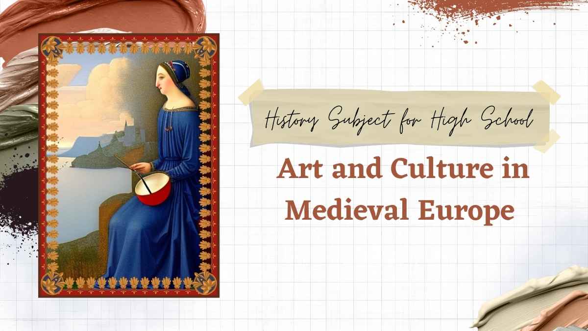 História: Arte e Cultura na Europa Medieval para o Ensino Médio – Slides Criativos de Educação em Branco - deslizar 1