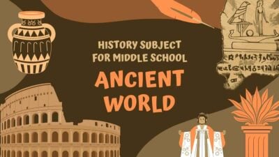 Materia de Historia para Secundaria: Mundo Antiguo Plantillas Educativas Ilustrativas en Tonos Marrón y Naranja