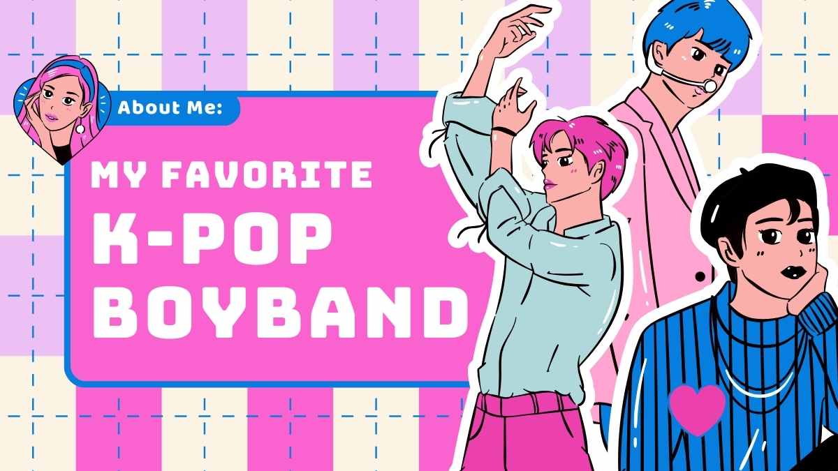 Plantillas Ilustradas Sobre Mí: Mi Boyband de K-Pop Favorita - diapositiva 1