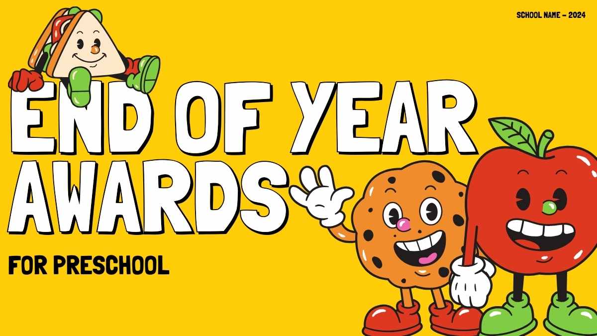 Illustrated Cartoon Preschool End of Year Awards Slides - slide 1