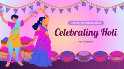 Illustrated Celebrating Holi Lesson For School Slides