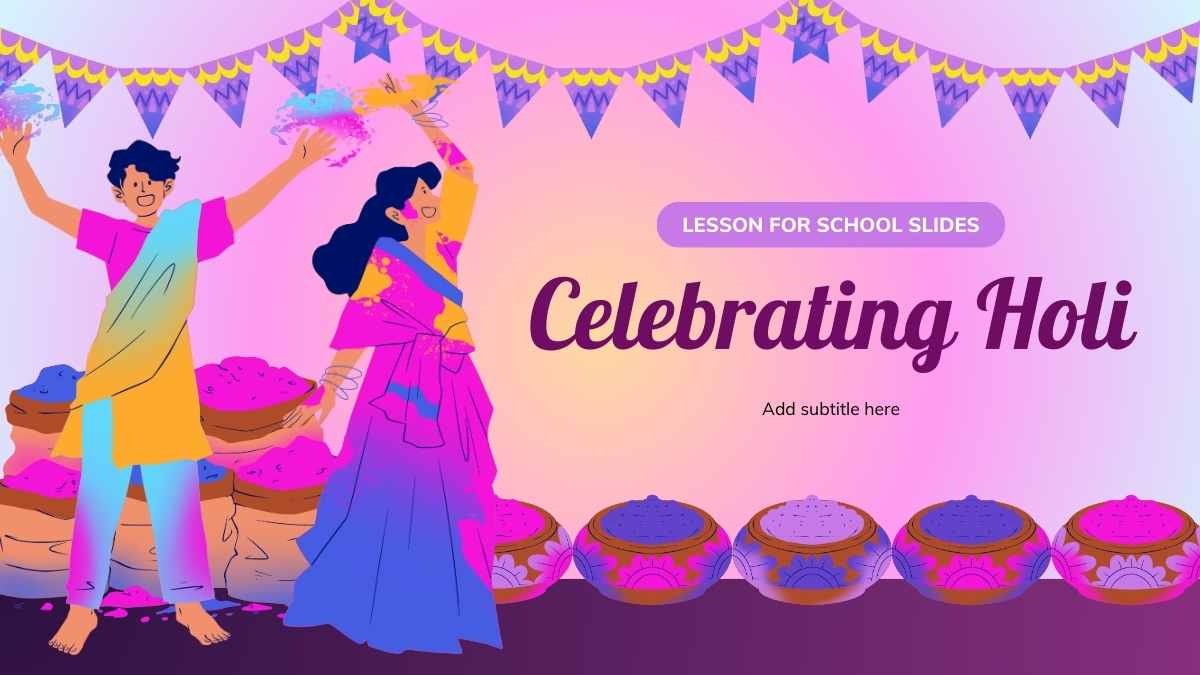 Illustrated Celebrating Holi Lesson For School Slides - slide 1