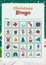 Illustrated Christmas Bingo Holiday Game Worksheet