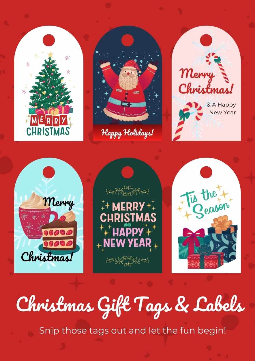 Illustrated Christmas Gift Tags and Labels - slide 1