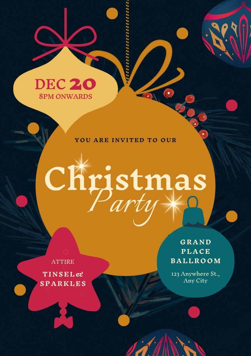 Illustrated Christmas Party Poster - slide 1