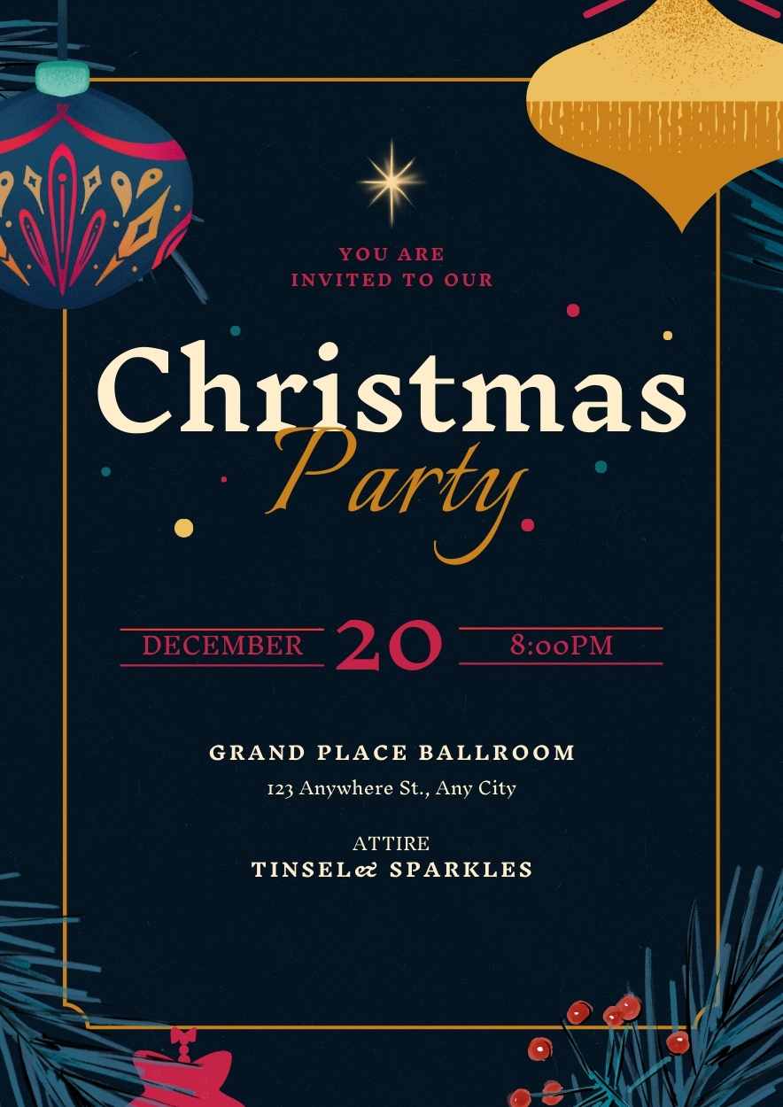 Illustrated Christmas Party Poster - slide 2