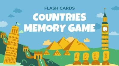 イラスト入りの国々の記憶ゲームフラッシュカード