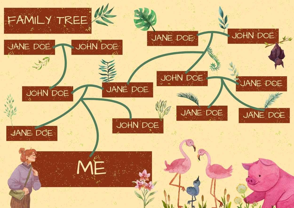 Illustrated Family Tree Infographic - slide 1