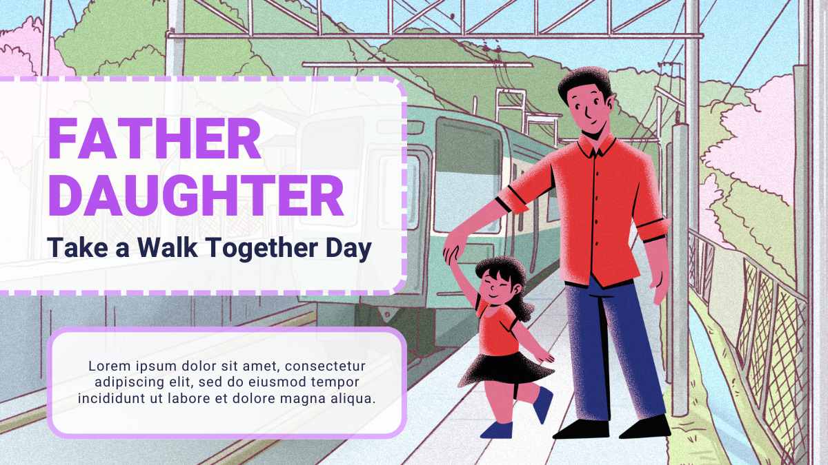 Illustrated Father Daughter Take a Walk Together Day - slide 1