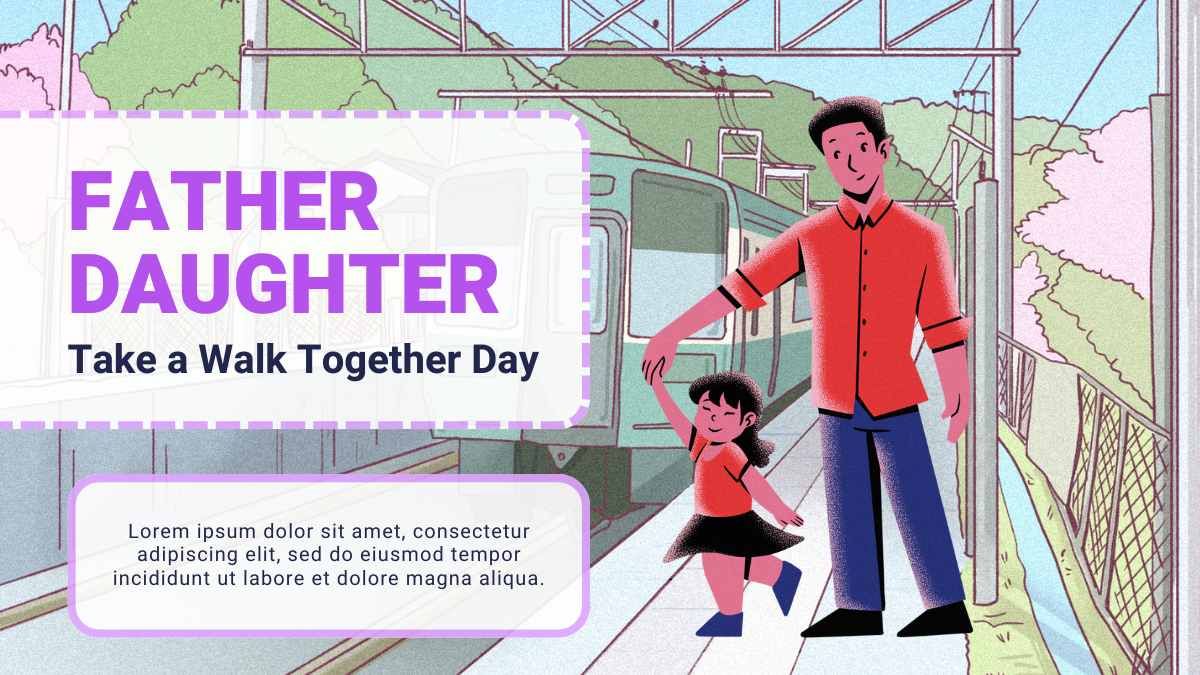 Illustrated Father Daughter Take a Walk Together Day - diapositiva 2