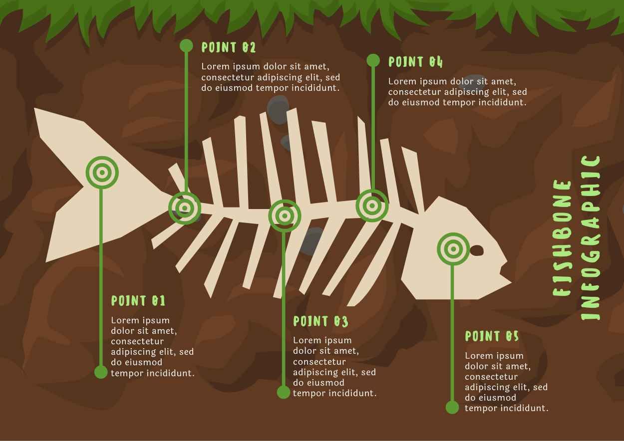 Illustrated Fishbone Infographic - diapositiva 1