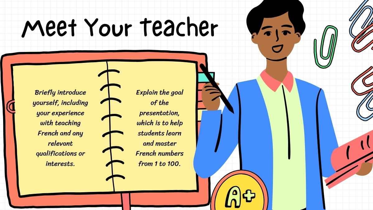 Illustrated French Numbers 1-100 Slides - slide 1