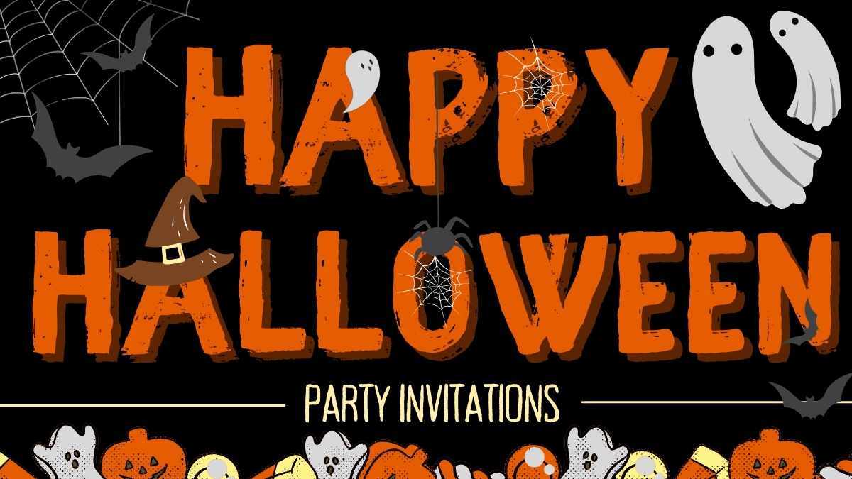 Illustrated Halloween Party Invitations - slide 1