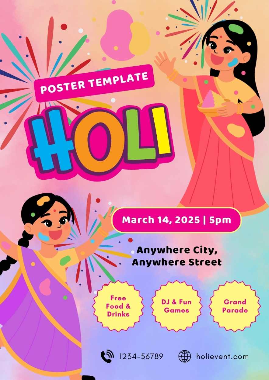 Illustrated Holi Poster - slide 2