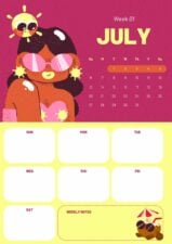 Illustrated July Calendar Planner 1