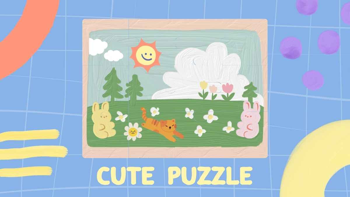 イラスト入りのかわいいパズルスライド - slide 14