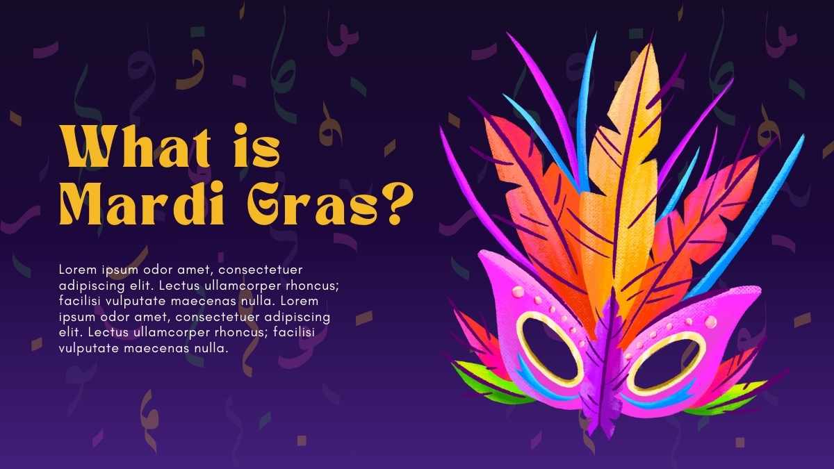 Illustrated Mardi Gras Mask Background Slides - slide 5